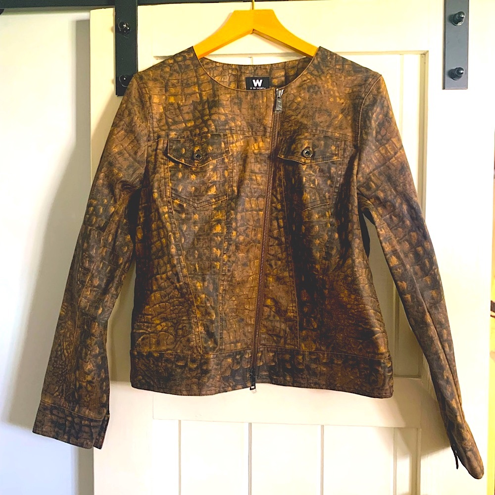W By Worth Alligator Print Brown Medium Jacket brand new without tags